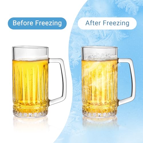 Beer Mug Set of 2, 580ml Crystal Beer Glasses with Handle, Large Glass Mugs for Freezer, Gifts for Men, Dad, Father's Day - Image 6