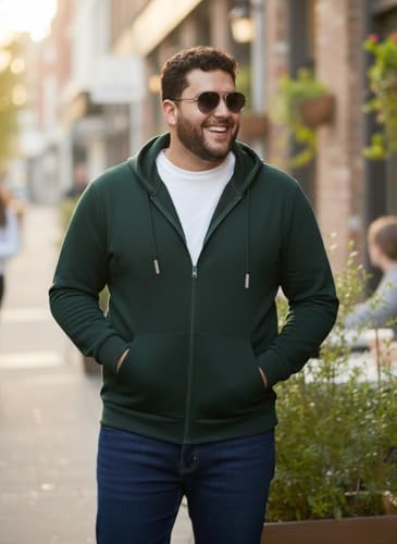 Image of UNSTD Men Solid Maroon Zip-Up Hoodie | Full Sleeve Hooded Sweatshirt with Kangaroo Pockets | Casual Winter Wear for Men
