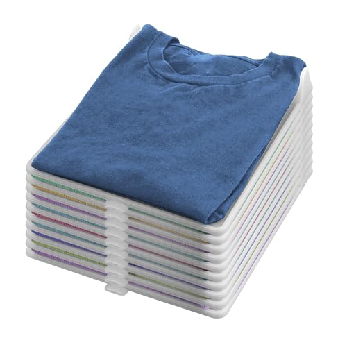 KOBSAINF 10 Pack T Shirt Organizer Detachable Stackable Clothing Trays, Folding Shirt Receipt Board Shirt Dividers Organizer Plastic (Large)
