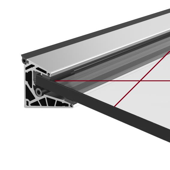 Sellon24® Aluminium Vordach 300 cm Haustürvordach Haustür Glasvordach ALU Tür Überdachung Profil für Glas 16,76-17,52 mm Glasdach Leiste Eingangsüberdachung / 3000 mm
