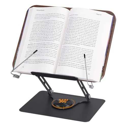 MICHIHOMIE Leggio per lettura, supporto per libri, regolabile in altezza e angolo, base girevole a 360°, pieghevole e portatile, leggero per ufficio, cucina, libri di testo scolastici, ricette