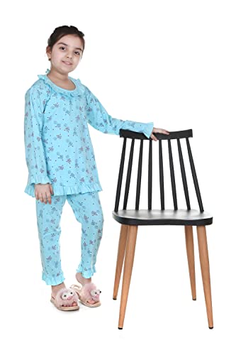 Image of Baby Girls Floral Print Hosiery Cotton Top & Pyjama Set