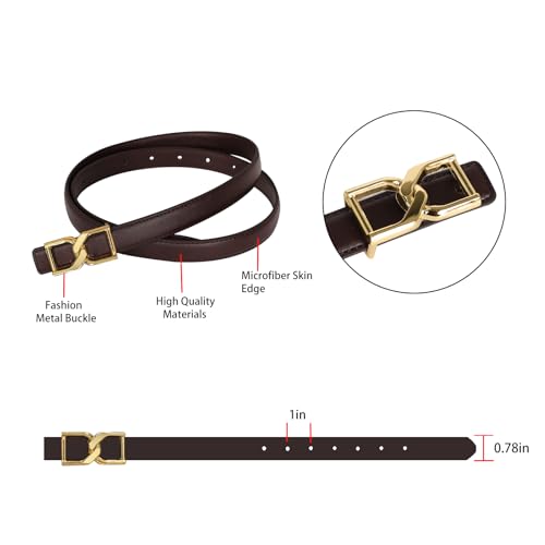 Image of Aurolran Women's Leather Belt with Buckle - Ideal for Dresses, Jeans, and Coats