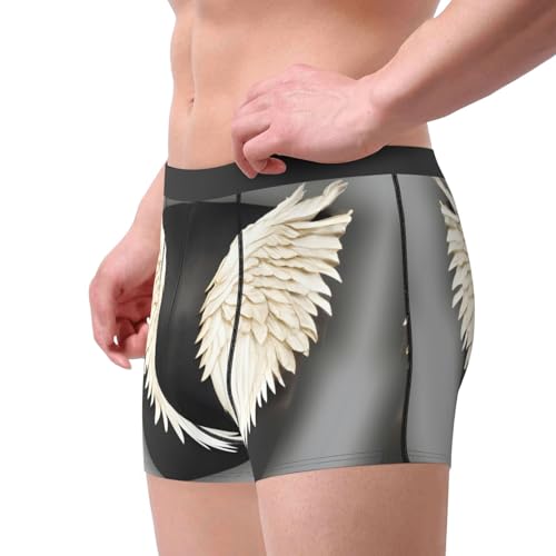 angel feathers print Mens Underwear Boxer Briefs Breathable Soft Moisture Wicking with Fly Underwear for Men4