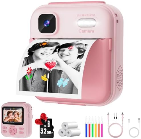 Kids Camera Instant Print for Boys and Girls, 48MP HD Cameras w/1080P Video, Print Paper, 32GB Card, Brush, Christmas Birthday Gifts Toys for Toddler and Teenagers Age 3-16 Years Old (Pink) Kids Camera Instant Print for Boys and Girls, 48MP HD Cameras w/1080P Video, Print Paper, 32GB Card, Brush, Christmas Birthday Gifts Toys for Toddler and Teenagers Age 3-16 Years Old (Pink)