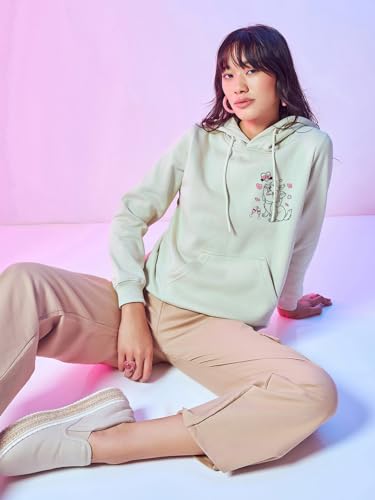 Image of Bewakoof Women's Graphic Printed Oversized Fit Full Sleeve Fleece Hoodies