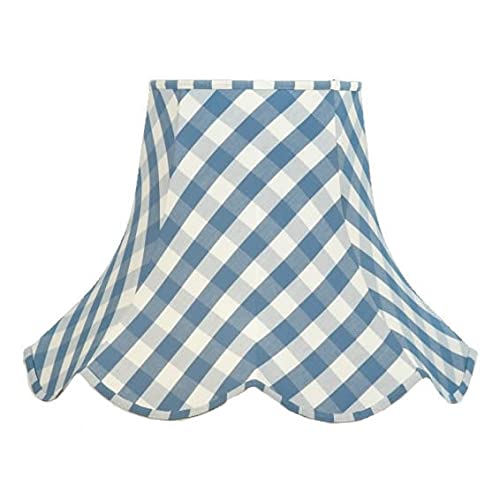 14 Inch (35cm) Cornflower Blue Gingham Checked Modern Fabric Lampshade Table Lamps Ceiling Light Pendant