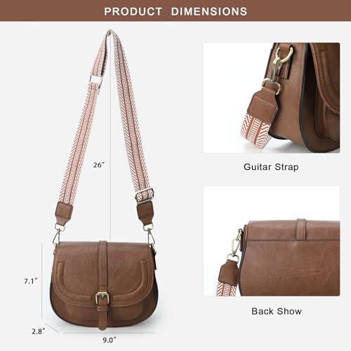 Image of AFKOMST Crossbody Bags for Women,Small Saddle Purse and Boho Cross Body Handbags,Vegan Leather