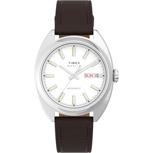 Image of TIMEX Marlin Tonneau 37mm Silver Dial Mechanical Automatic Men Watch - TW2Y65200UJ