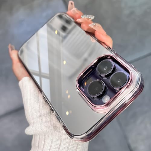 Coque iPhone 12 antichoc silicone souple avec miroir de maquillage rose