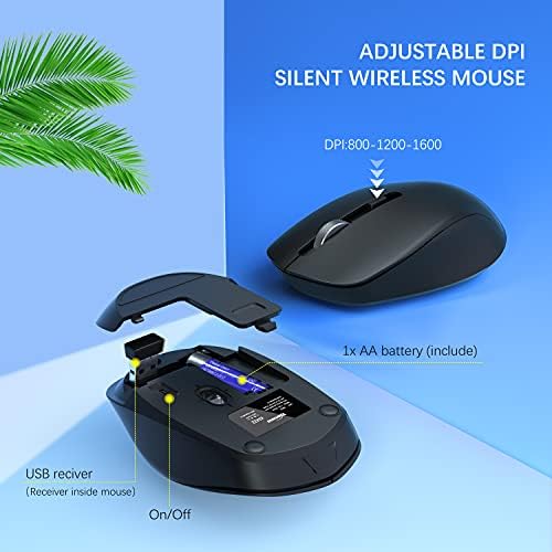 Wireless Keyboard and Mouse Ultra Silent Set UK Layout, TopMate 2.4G Super Quiet Slim Keyboard Mice Combo with Calculator Shortcut, Mute Mouse and Noiseless Keyboard, for PC/Laptop/Windows/Mac