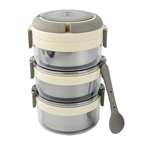 Image of Triple Compartment 3-Layer Stainless Steel Insulated Lunch Box Set | Leak-Proof Portable Durable Tiffin for Office School Work Travel | Keeps Food Fresh Warm | Easy to Carry | Pack of 1
