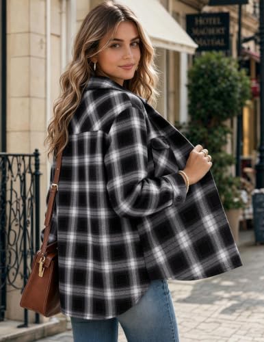 Image of Zeagoo Flannel Shirt Women Plaid Button Down Shackets Long Sleeve Fall Tops | Cotton Brushed Flannel Shirts Lightweight Loose Fit Blouse Business Casual Office Outfits 2026 Fashion Summer Western Clothes