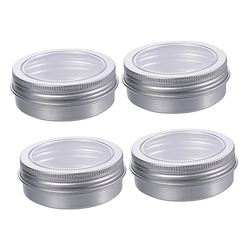 Hohopeti 12pcs 60ml Aluminum Tin Jars Reusable Storage Cans Window for DIY Candles More