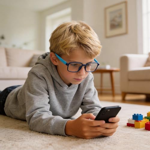 Image of Ultra-Light Blue Light Blocking Glasses with Case for Kids and Teens,Anti Eyestrain &UV400