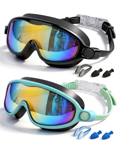 Rantizon Kids Swimming Goggles 2 Pack, Anti Fog&UV Swim Goggles for Boys Girls, No Leak Pool Beach...