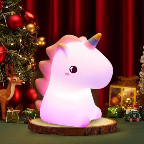Image of One94Store Rechargeable Baby Unicorn Silicone Night Lamp - Touch Sensor 7-Color LED Light for Kids Bedroom, Romantic Decor, Valentine Day Gift, Love Gift for Her, Couple Gift