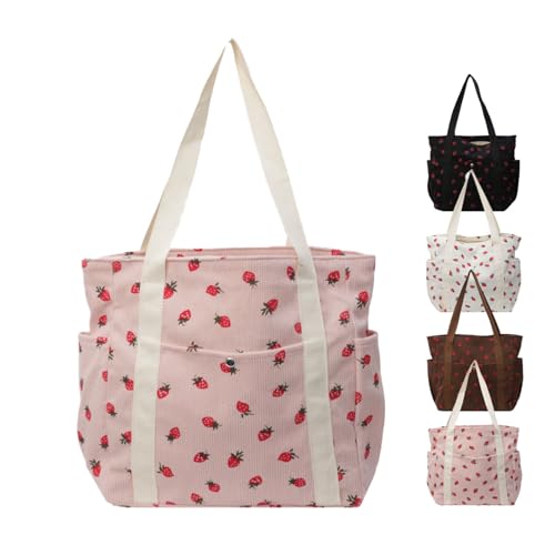 Bolso tote de pana para mujer con cremallera miniatura 1