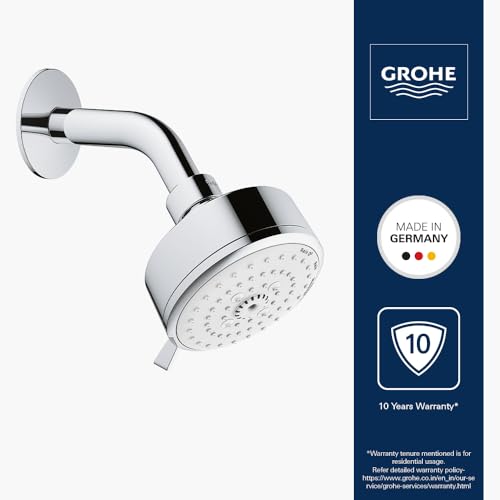 Image of Grohe Tempesta Cosmopolitan 100 III HEAD SHOWER SET For Bathroom| 3 Modes| Wall Mounted | 3.9 Inches Wide Sprayface| Easy To Clean & Perfect Spray Pattern | 10 Years Warranty | Chrome Finish| 26090001
