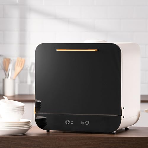 SUPER FOREST Fully automatic desktop dishwasher, without installation, mini dish washer machine intelligent washing, drying in one, multifunctional and convenient, plug and play, for Kitchens hotel