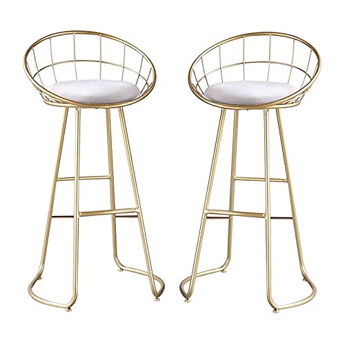 Tabourets de bar ensemble de 2 en velours avec repose-pieds doré 65cm