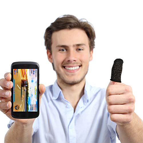 Gaming Finger Sleeve Touchscreen Finger Sleeve Anti-Sweat Breathable Touchscreen Finger Sleeve for Mobile Phone Games (Black White Grey, 30 Pieces) - Thumbnail 2