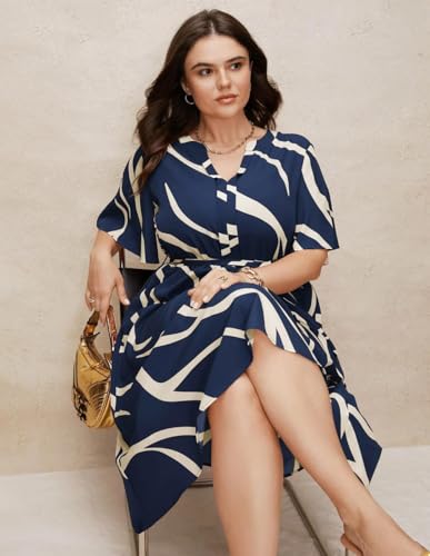 Image of JAIPURFAME One Piece Dress for Women, New American Print Rayon Midi Dress, Stylish, Modern Party Outfit, Perfect for Casual and Formal Occasions