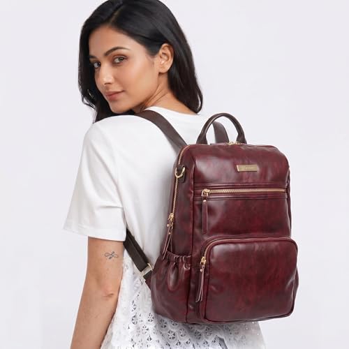 Image of VISMIINTREND Backpack for Woman /Teens Girl, Leather, Stylish, Handbag, Purse,Ladies,Office,Travel,College,Daily-Use,14-inch Laptop Bag, Elegant, Gifts for Women /Girls, Birthday Gift for Wife /Sister