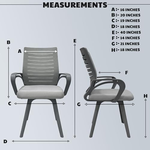 Image of MRC Executive Boom Mesh Mid-Back Fixed Ergonomic Office Chair| Visitor Chair| Study Chair |Computer Chair | Work from Home (Grey)