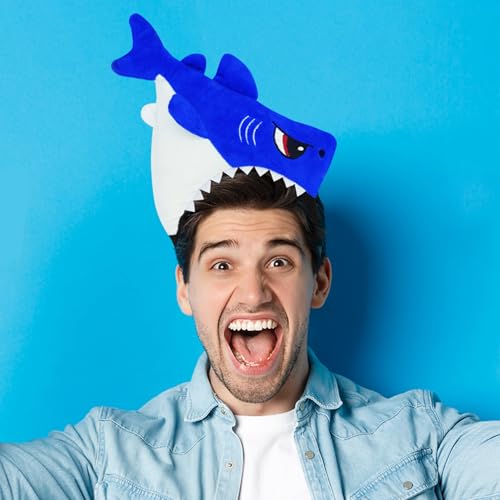 Khc-Khf Shark Headband Blue Shark Plush Funny Hairband Three-Dimensional Shark Headband Ocean Theme Animal Costume Accessories Kid Adult Party Decoration cover