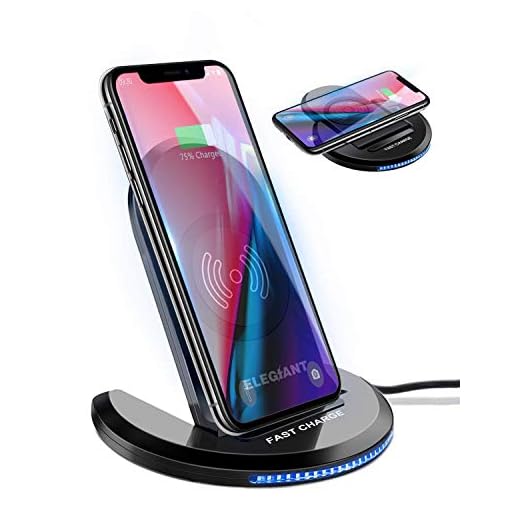 ELEGIANT 15W Cargador Inalámbrico Rápido Qi, 7.5W Compatible con iPhone12/11/SE 2/XS/XR/X/8, 10W para Samsung Galaxy S21/S20/S10/S9/S8, Huawei Mate 30/40, Xiaomi 10/11, 5W para Galaxy Buds,AirPodsPro
