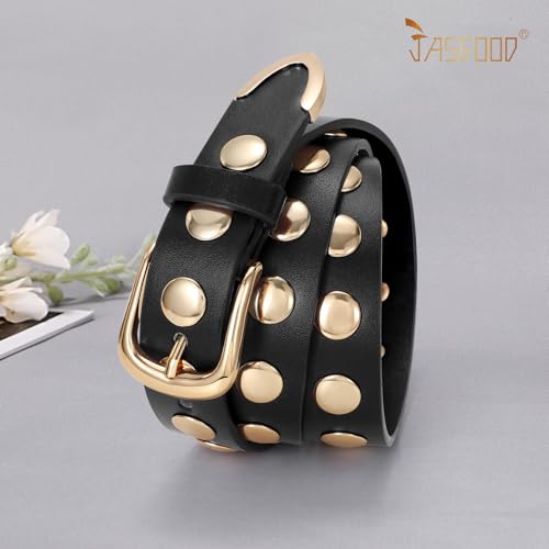 JASGOOD Women Fashion Leather Belt Punk Studded Belt for Jeans Pants Dresses2