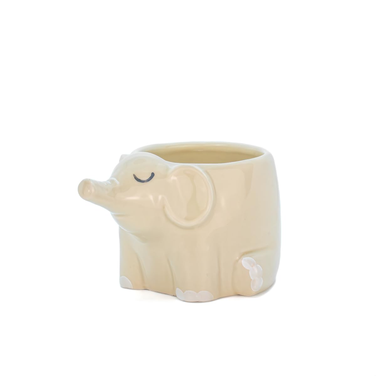 Sass & Belle Cream Elephant Mini Planter - Colourful Mini Pot For Succulents, Cactus, Flower Bulbs, Quirky Home Décor, Garden Accessory, Plant Pot Gift Idea