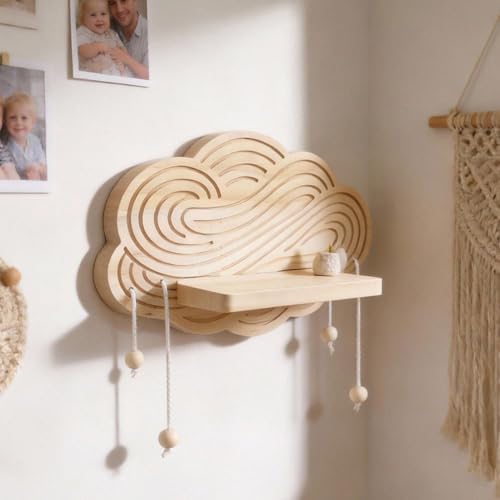 Étagère murale nuage bois rustique étagère flottante chambre - 8