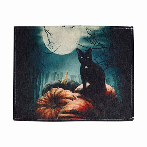 HEMOTON 1stk Halloween Tischset Aus Baumwolle Und Leinen Halloween-Platte Pat Halloween-Cup-Matte Halloween Teller Tischset Katze Tischset Bettwäsche Aus Baumwolle Dekorationen Esstisch für 11,19 EUR bei Amazon Bild: HEMOTON 1stk Halloween Tischset Aus Baumwolle Und Leinen Halloween-Platte Pat Halloween-Cup-Matte Halloween Teller Tischset Katze Tischset Bettwäsche Aus Baumwolle Dekorationen Esstisch für 11,19 EUR bei Amazon