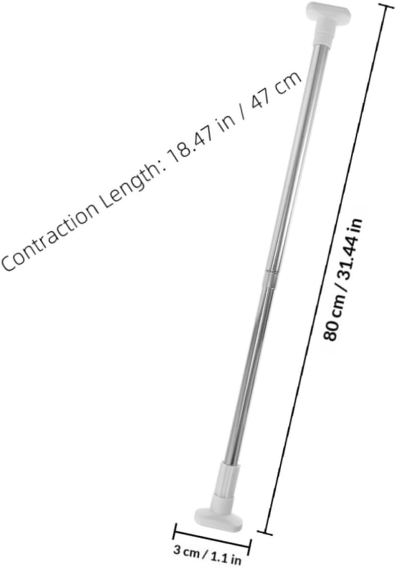 Ipetboom Adjustable Stainless Steel Closet Rods 2pcs, 22mm Thick Tension Bars 47-80cm Extendable Clothes Hanger Poles for Wardrobe and Bathroom without Drilling
