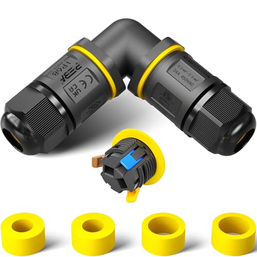 PEBA Conector de cables impermeable, caja de derivación IP68, caja de distribución, caja de sujeción para exterior en forma de L de 3 polos para diámetro de cable de Ø4mm-12mm para jardín al aire