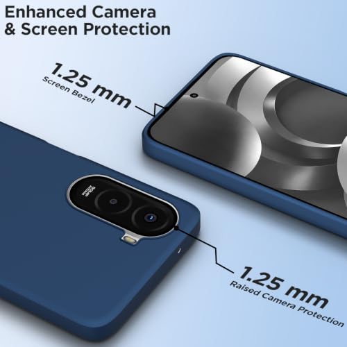 Image of Outlouders Back Cover for Poco M7 Plus 5G | Camera Protection | Durable Soft Matte Silicone Bumper Case (Blue)