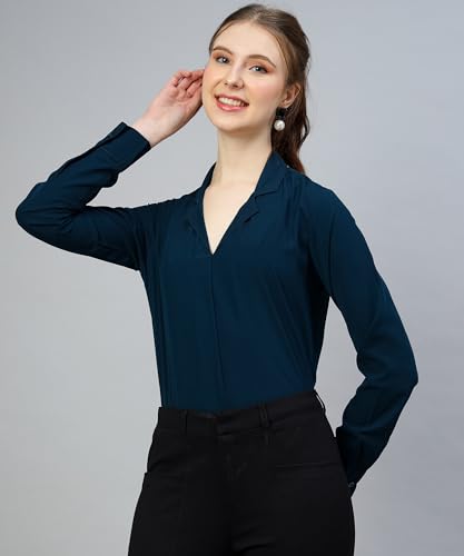 Image of Women's Regular Fit Cotton Blend Shirts with Wingtip Collar