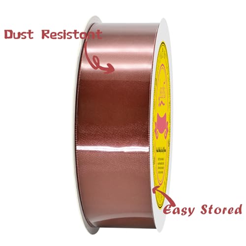 Image of Double Face Rust Satin Ribbon 1-1 /2 inch X 50 Yards Polyester Rust Ribbon for Gift Wrapping Very Suitable for Weddings Party Hair Bow Invitation Decorations and More
