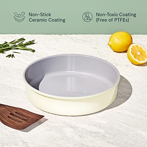 Caraway Non-Stick Ceramic 9” Circle Pan - Naturally Slick Ceramic Coating - Non-Toxic, Ptfe & Pfoa Free - Perfect For Birthday Cakes, Tartes, & More - Cream #TOP4