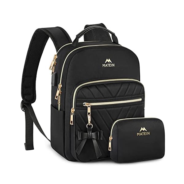 MATEIN-Mini-Backpack-for-Women-Waterproof-Stylish-Daypack-Purse-Shoulder-Bag-with-USB-Charging-Port-Lightweight-Small-Casual-Daily-Travel-Backpack-Lady-Girls-Gifts-for-Work-School-2pcs-Sets-Black MATEIN Mini Backpack for Women, Waterproof Stylish Daypack Purse Shoulder Bag with USB Charging Port, Lightweight Small Casual Daily Travel Backpack, Lady Girls Gifts for Work School, 2pcs Sets, Black