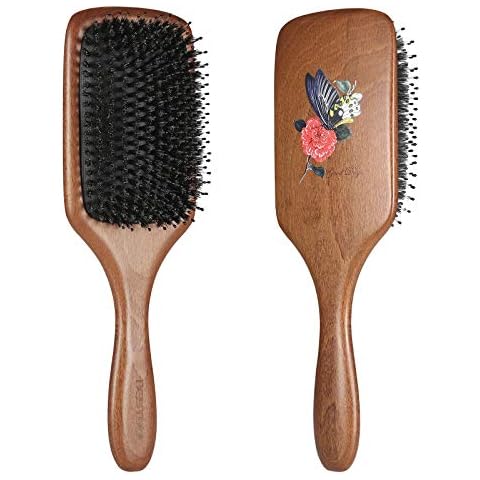BESTOOL Hair Brush, Boar Bristle Hair Brush with Detangling Nylon Pins for Women Men Kids, Large Paddle Brush for All Wet/Dry Hair's Detangle, Massage, Reduce Frizz Dry Restore Natural Shine Cover