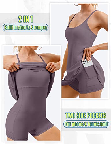 Womens Tennis Dress, Workout Dress with Built-in Bra & Shorts Pockets Summer Dress for Golf Athletic Dresses for Women - Image 3