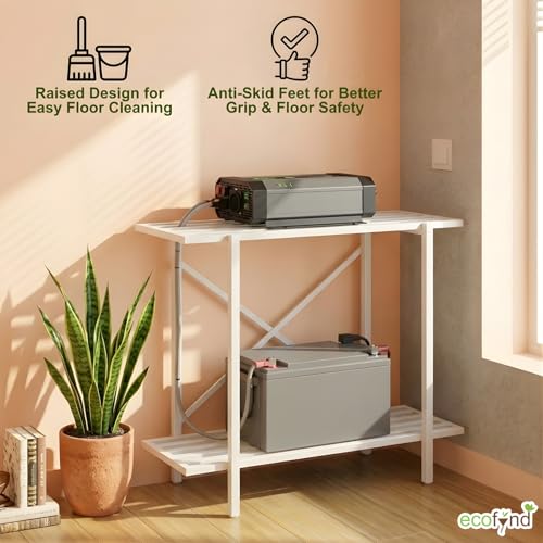 Image of ecofynd 2-Tier UPS Stand for Home and Office, Metal Inverter & Battery Stand, Heavy-Duty Holder for Industrial Use, Secure & Stable Single Battery Stand, Max Load 100 KG, (White, IBS-PS050-WHT)