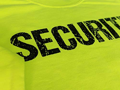 Nyc Factory Men's Distressed Security Tee Front & Back Print (Neon - Black, Medium) #TOP4