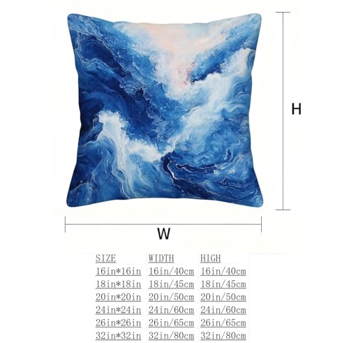 Lin taie d'oreiller 45 x 45 de qualité supérieure bleu blanc