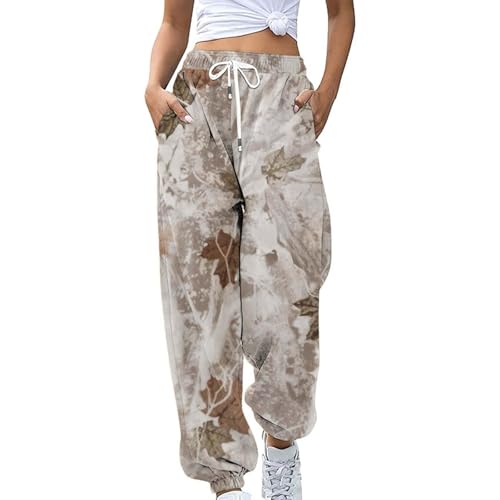 Womens Camo Cargo Pants High Waisted Wide Leg Casual Baggy Trousers Stretchy Y2K Sweatpants with Pockets2