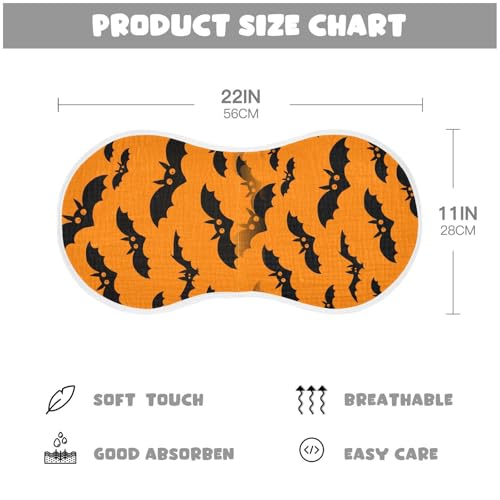Muslin Burp Cloth for Baby 2PCS Halloween Flying Bats Super Absorbent Burping Cloths, Bibs for Newborn Boys Girls4