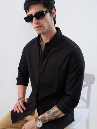 VASTRADO Jet Black Oxford Luxe Shirt - Image 3